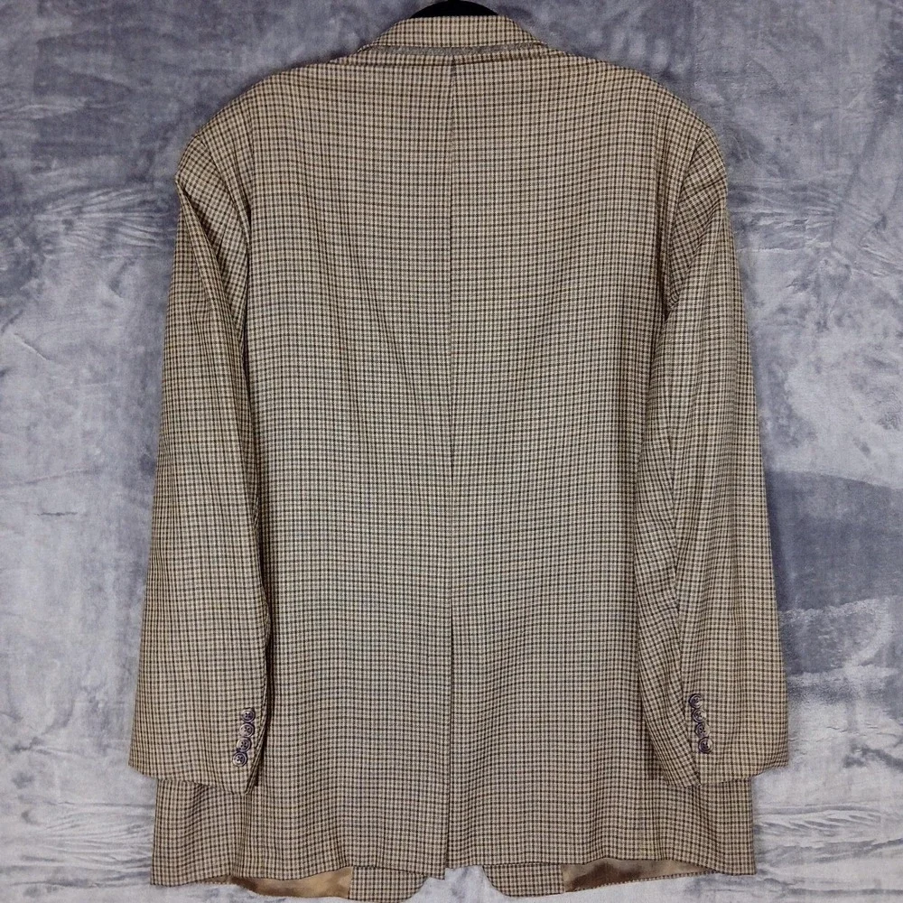 Burberrys of London Vintage Mens Blazer 46 Long Brown‎ Wool Cambridge Check 90s